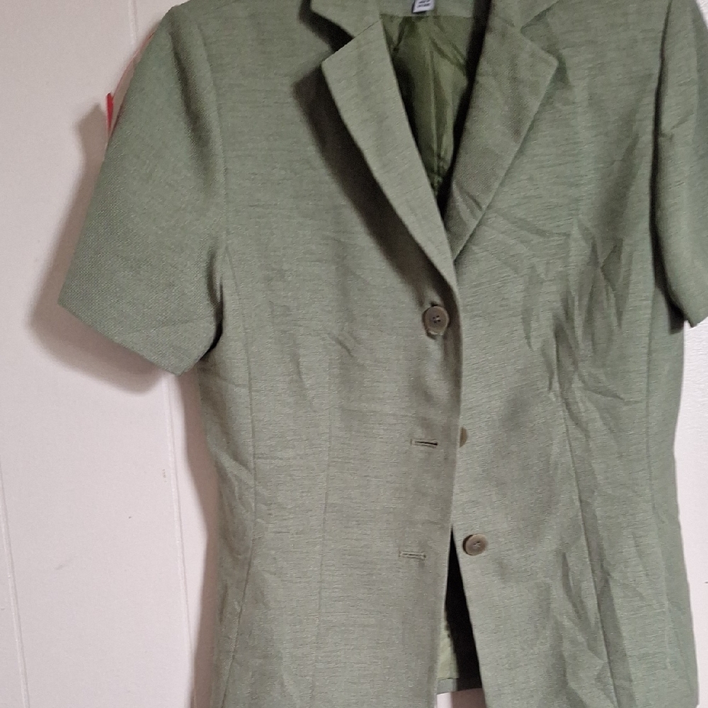 Women’s Short-Sleeve Blazer Jacket - Light Green
